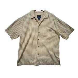 Woolrich Mens Plaid Short Sleeve Button Up Shirt Size L Yellow/White Casual